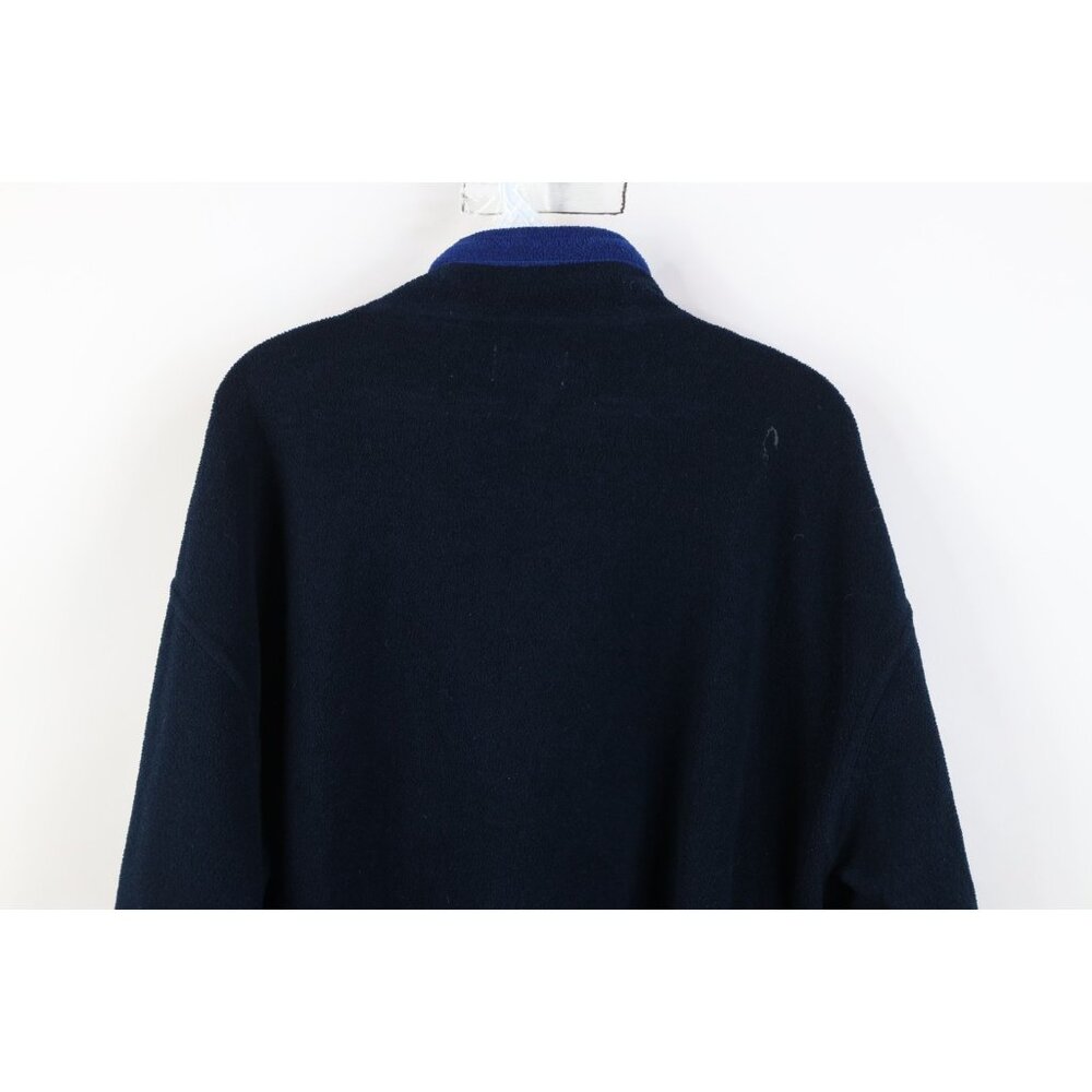 Vintage 90s Perry Ellis Mens Large Spell Out Flag 1/4 Half Zip Fleece Sweater - Picture 13 of 14